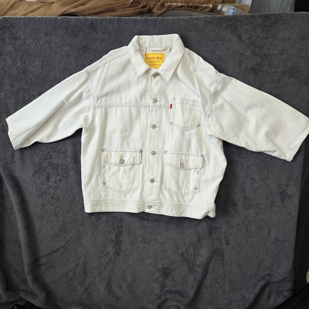 Levi's Red Superior Denim Whit Jacket 3/4 Sleeves